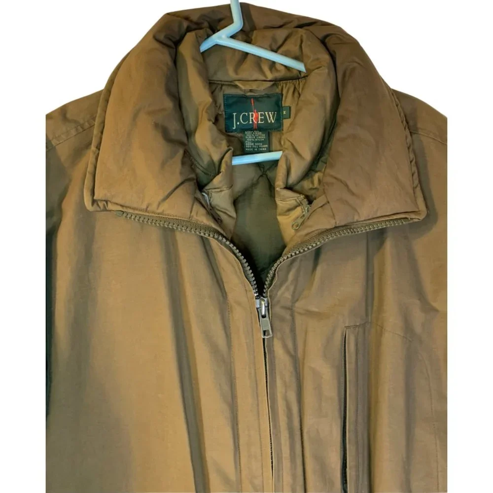 J. Crew Goose Down Coat Size M Men's Brown 550 Fill Power No Hood Quilted Lining